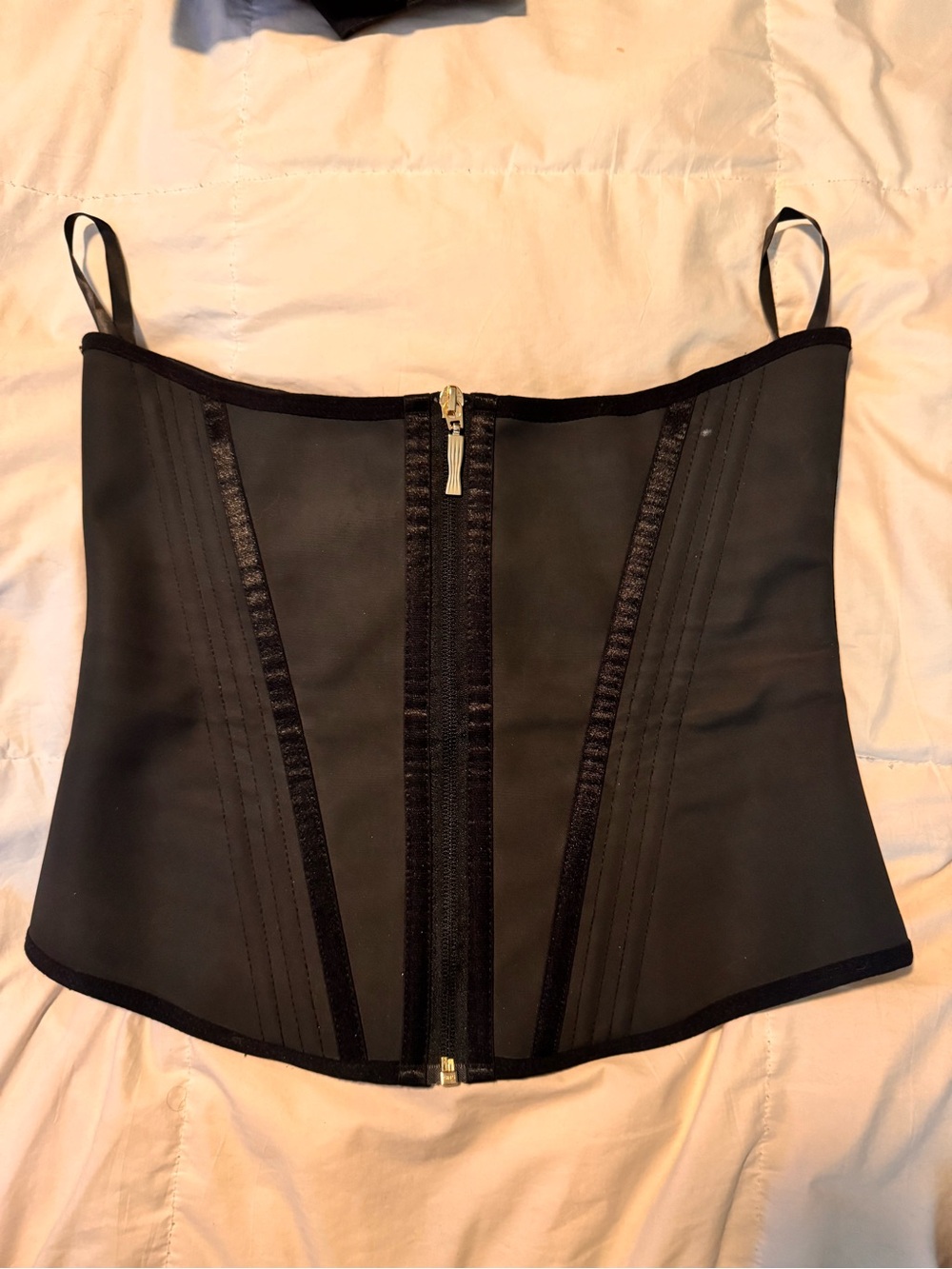 Black Waist Trainer Corset Top with Front Zipper